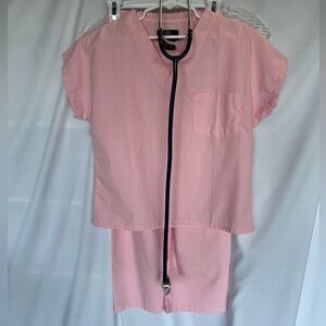 Kids Scrubs Set Size 7 with Stethoscope for Halloween Costume or Pretend Play